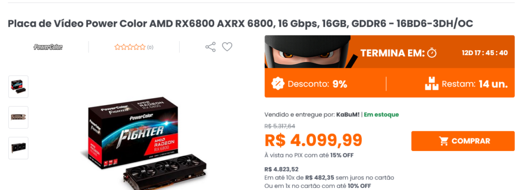 Placa De Video Powercolor Radeon KaBuM