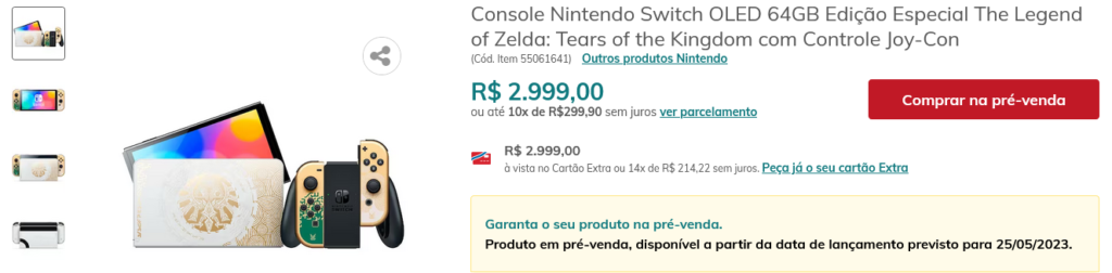 Nintendo Switch 64GB Oled Edição Especial - The Legend of Zelda